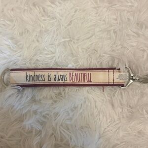thirty-one Cream and Burgundy Key Wristlet "kindness is always BEAUTIFUL"